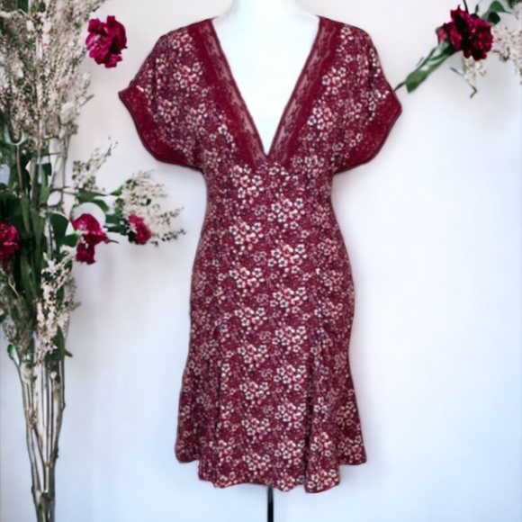 Free People Sweet Talker Floral 90s Mini Dress Size Large - Picture 5 of 12